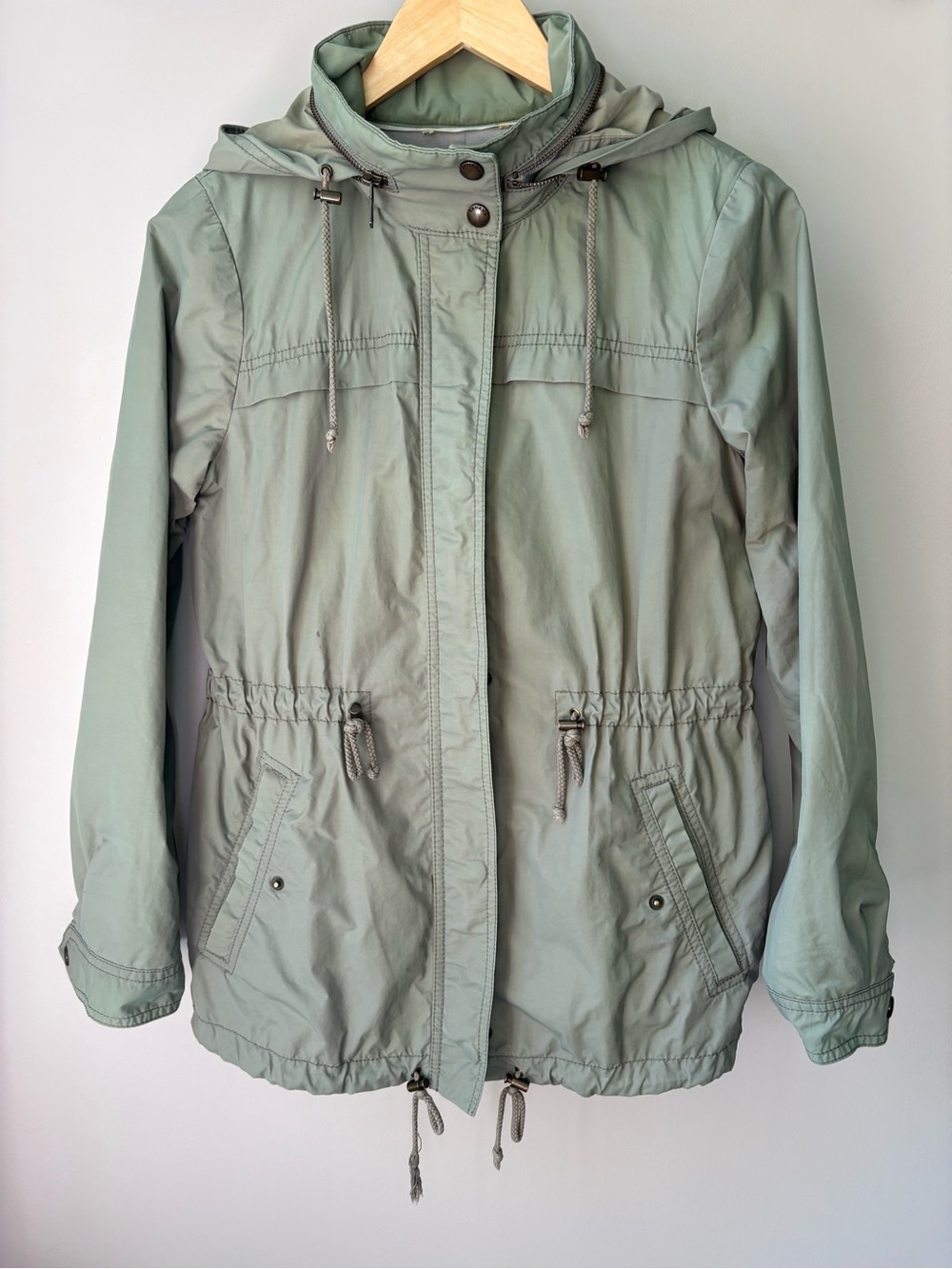 BANANA REPUBLIC Hooded Trench Parka Rain Jacket Olive Green Women's Size S